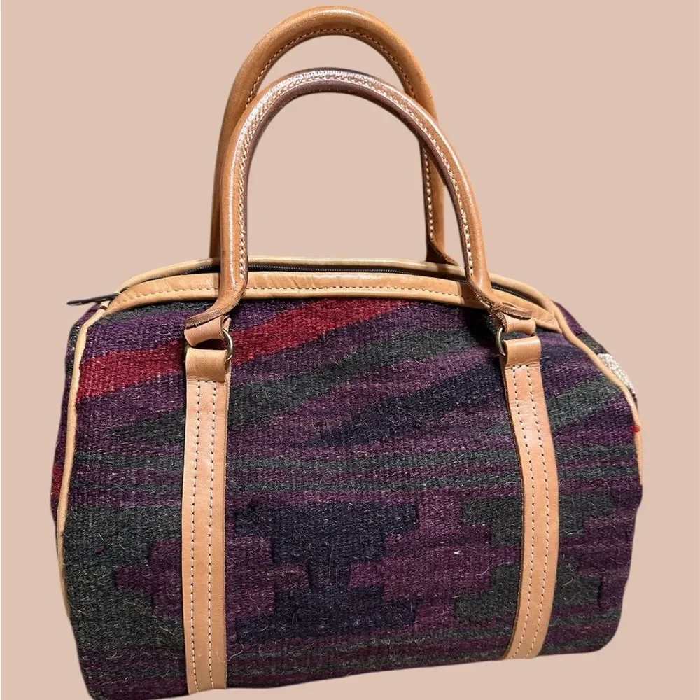 Vintage Custom-made Southwestern Style Woven Wool and Leather
